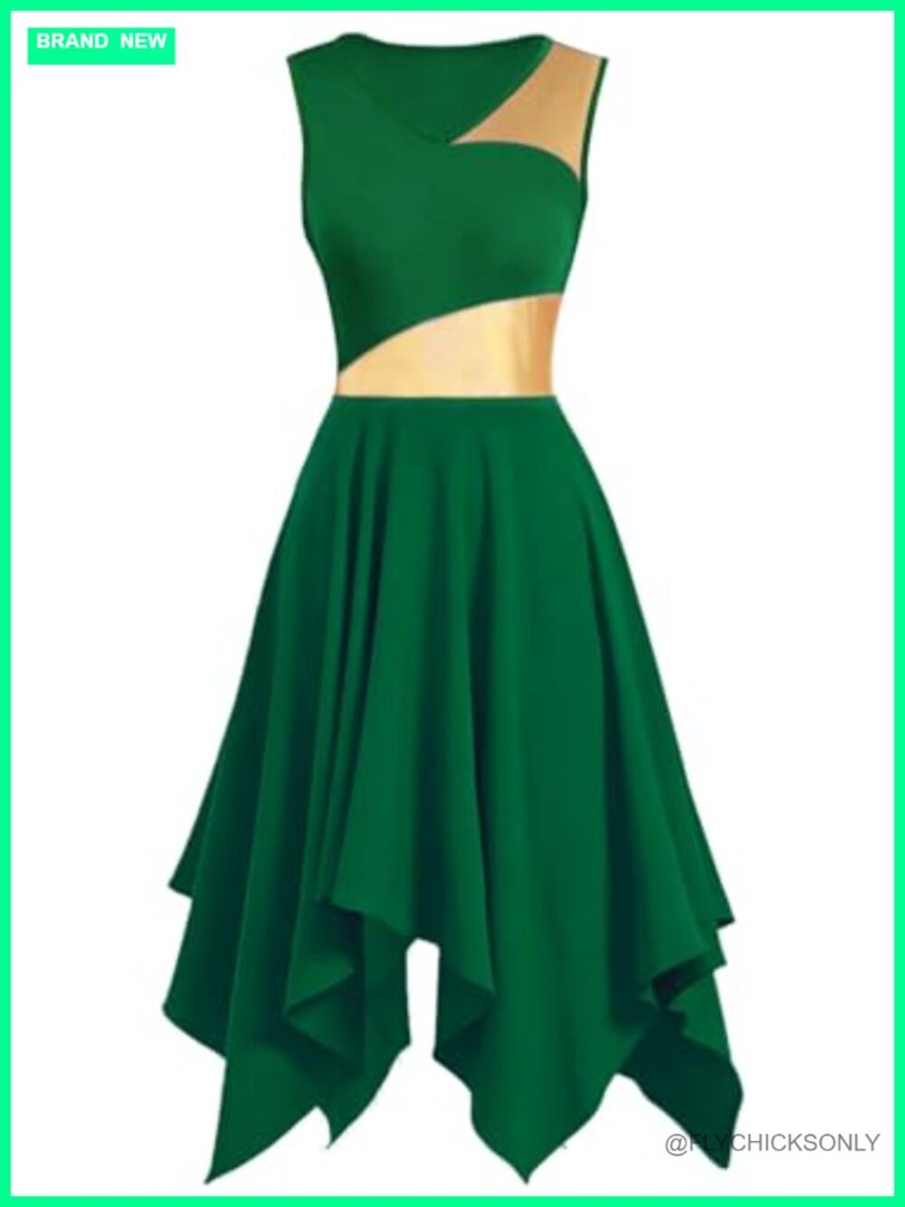 Women's Sleeveless Metallic Color Block Dance Dress Tunic Irregular Hem Worship
